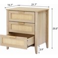 thumbnail image 5 of Qinaqin Rattan Nightstand con 3 Natural Cajones Boho Cabecera Mesa Almacenamiento para Dormitorio y Living Sala, 5 of 5