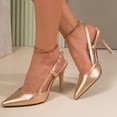 thumbnail image 5 of hoksml Women Pointed Toe Stiletto Slingback Heels, Buckle Adjustable Strap Slip On Dress Pumps, 5 of 9