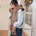 thumbnail image 5 of XIAOCHA Womens Panda‑Print Hooded Scarf Hat Plush Hats for Fall Winter Walk Hoodedscrafthats,Coffee, 5 of 5