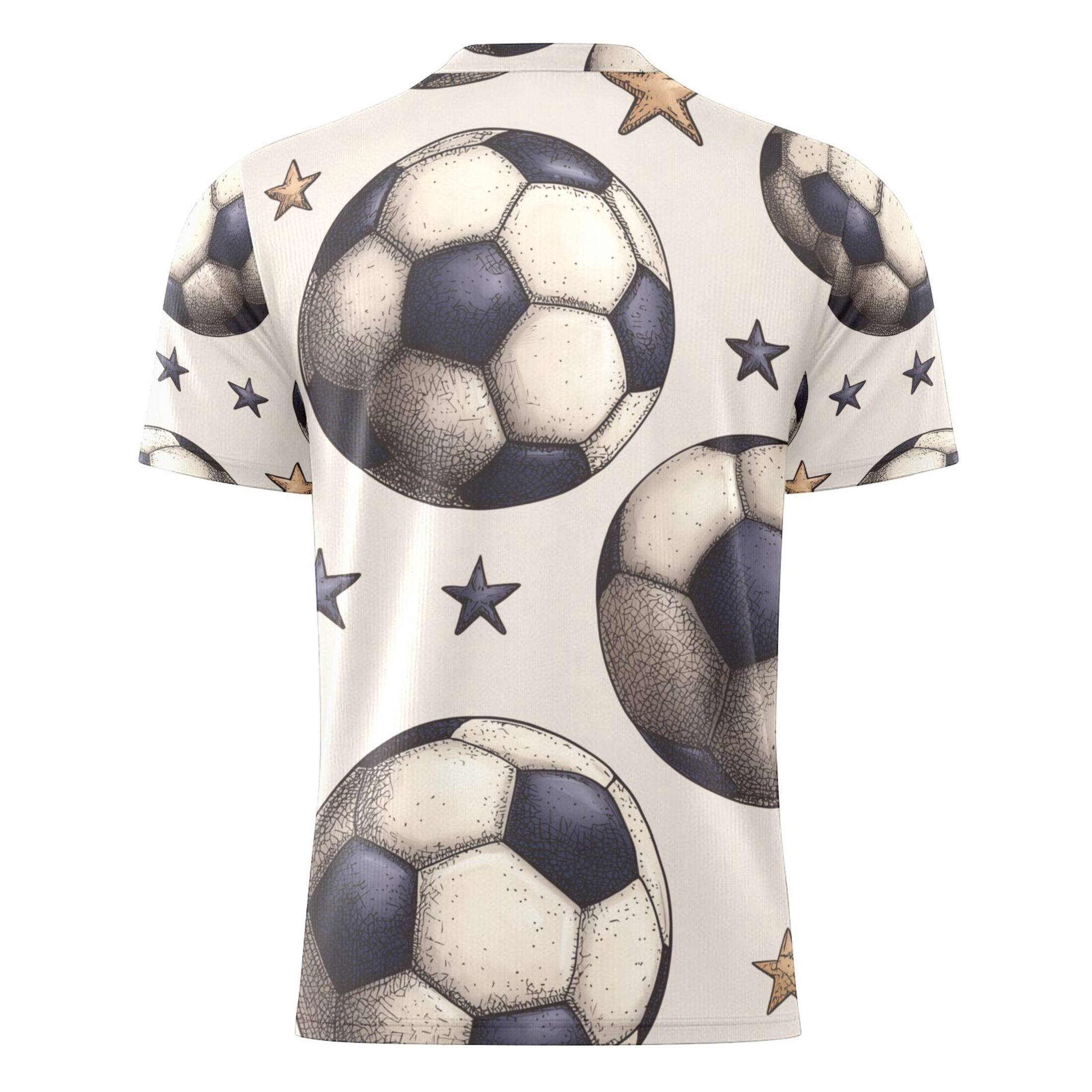 Retro Style Football with Stars Men's Sports Jerseys Athletic T-Shirt Football Referee Short Sleeves Shirt XXL
