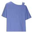 thumbnail image 6 of Erwazi Womens One Shoulder Tops Summer Cold Shoulder Shirts Short Sleeve T-Shirts Vacation Loose Casual Tees, 6 of 7