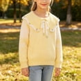 thumbnail image 6 of BLVB Girls Fall Winter Clothes Long Sleeve Collared Sweaters Cute Knit Tops Comfy Warm Pullover(Yellow,11-12 Years), 6 of 7