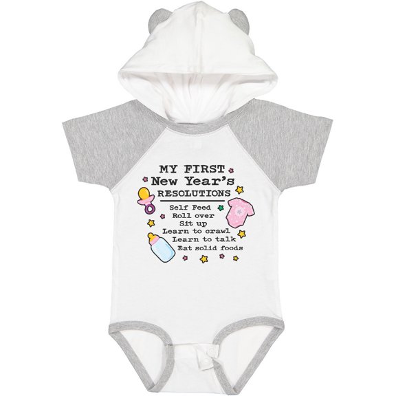 Inktastic My First New Years Resolutions with Baby Clip Art and Stars Girls Baby Bodysuit