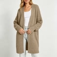 thumbnail image 2 of PNTUTB Fall Winter Women's Longline Knit Cardigan Solid Color Long Sleeve Coat Casual Loose Comfort Stretch Trendy Versatile Coat, 2 of 7