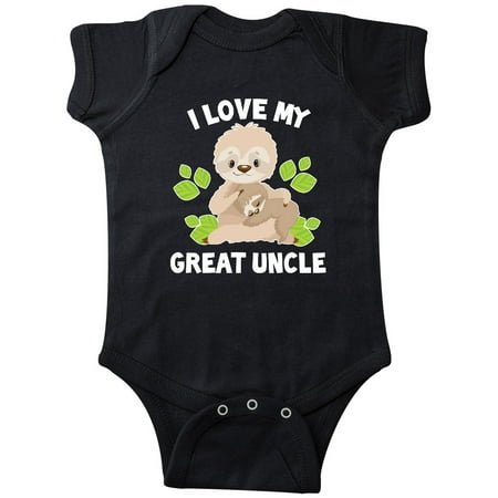 

Inktastic Cute Sloth I Love My Great Uncle with Green Leaves Gift Baby Boy or Baby Girl Bodysuit