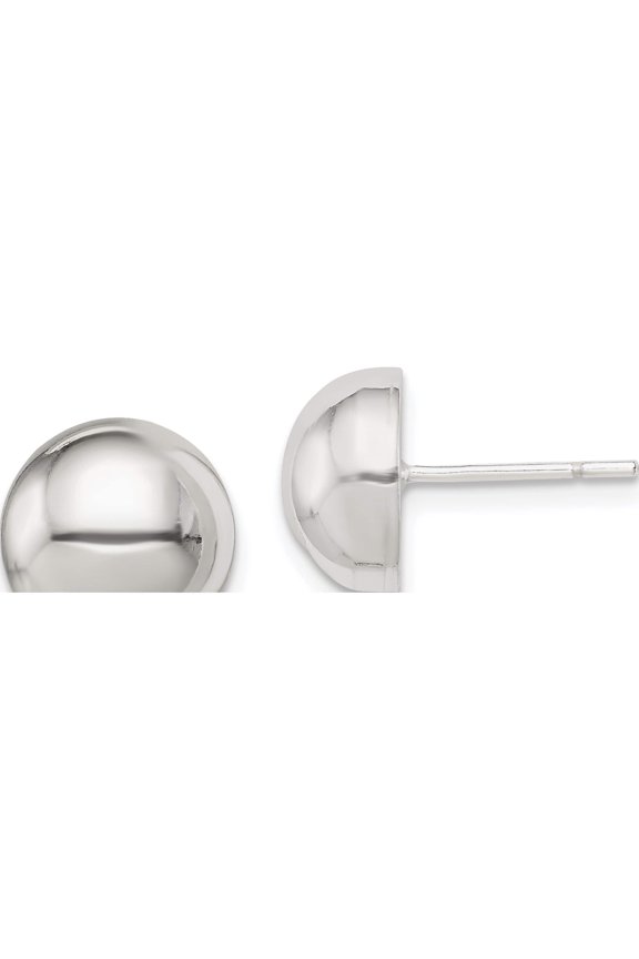 Sterling Silver Polished 10mm Button Earrings (10 X 10) Made In India qe598