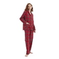 thumbnail image 2 of Amaxer Womens Cotton Cozy Flannel Pajama Set - Long Sleeve Button-Up Top with Elastic Waist Pants, Warm & Soft Sleepwear, 2 of 6