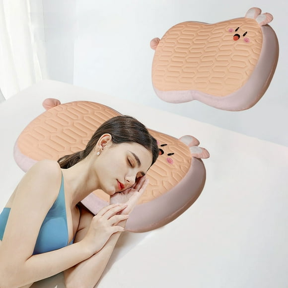 Almohada de espuma viscoelástica de seda de hielo para siestas de oficina sofá de viaje • Cojín ergonómico fresco y transpirable de soporte • Funda lavable Almohada portátil para dormir en escritorio