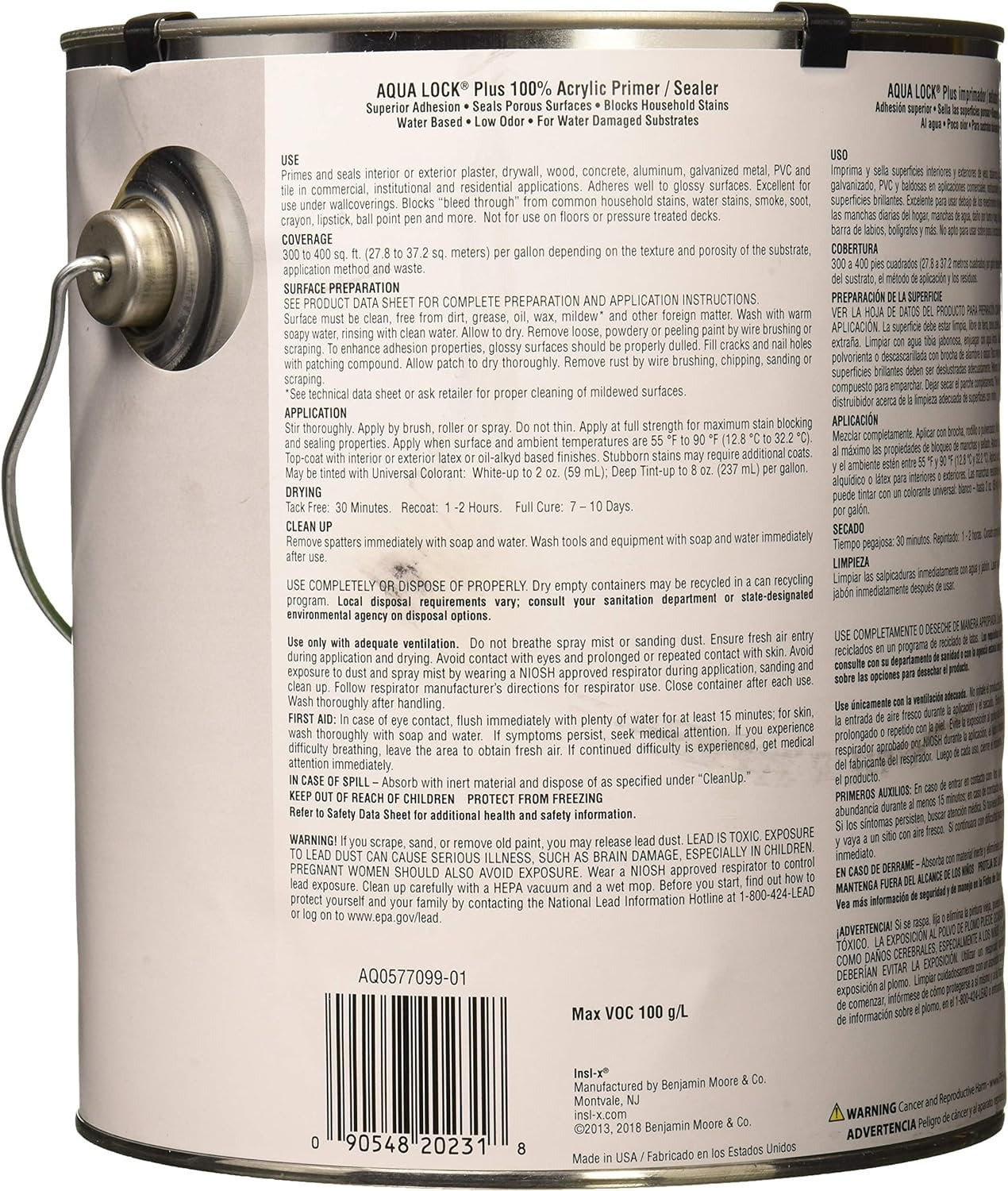 INSL-X Aqua Lock Plus 1 Gal. Deep Tint Acrylic Interior/Exterior Primer Sealer - 1 Each