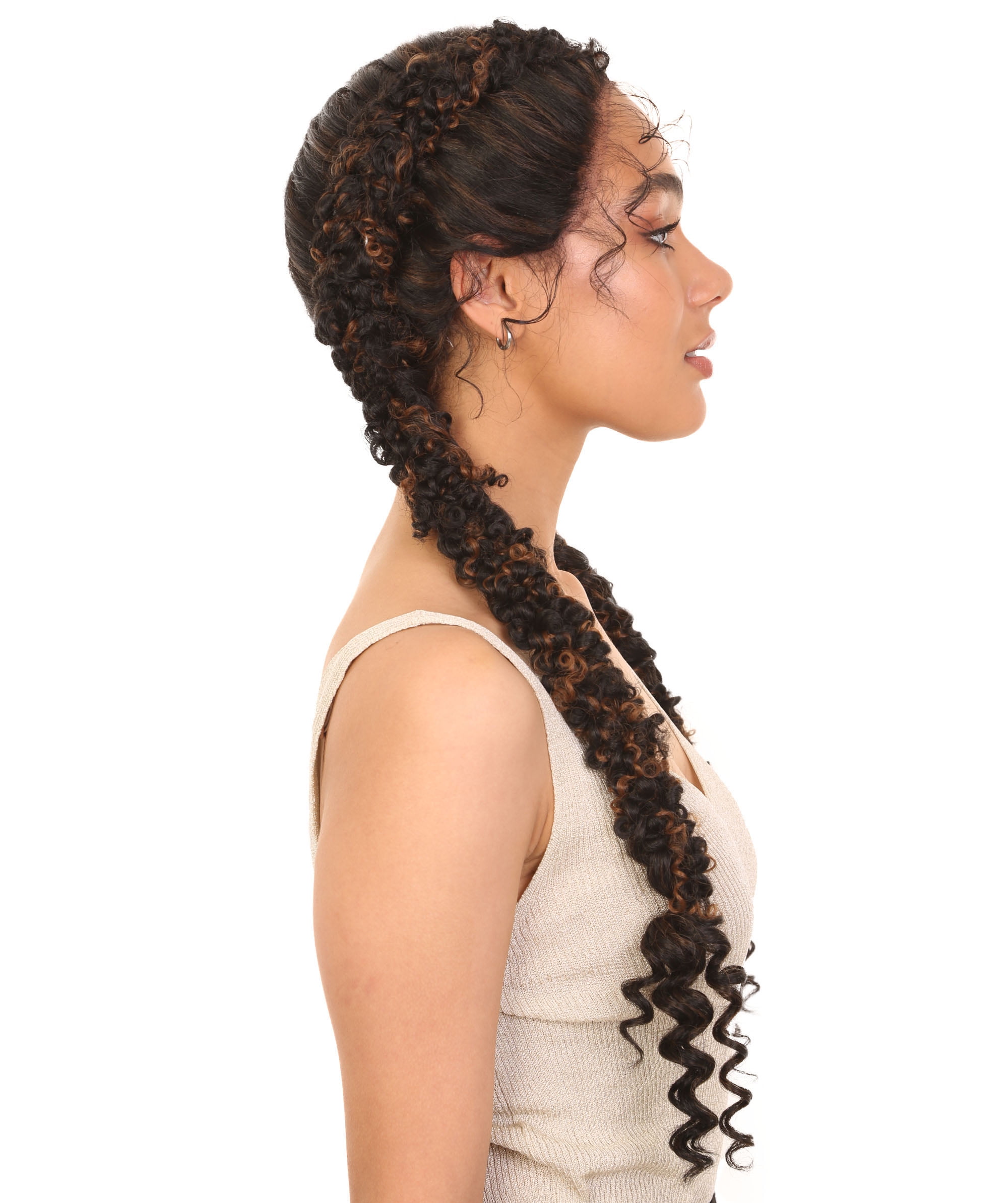 LUXLUXE Renee 27-inches ½Lace+Part French Butterfly Lace Braided Wig, Heat Resistant Fiber, Multiple Color Options