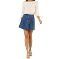 thumbnail image 3 of Allegra K Women's Ruffled Neck Half Sleeve Sheer Summer Polka Dots Blouse Tops, 3 of 7