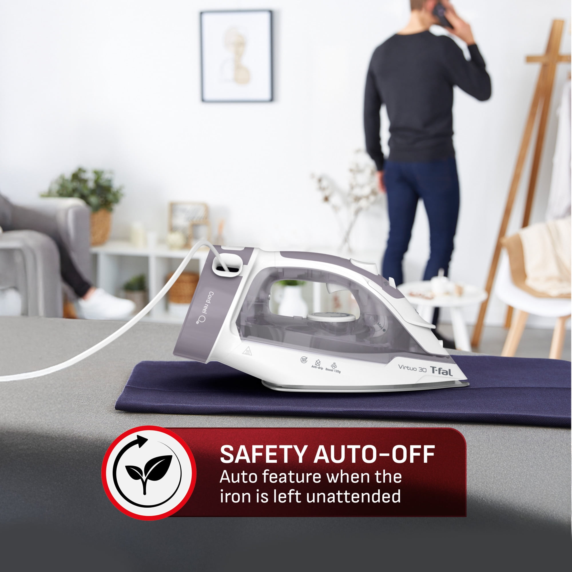 Fer à vapeur Virtuo 30, 1500 W avec cordon rétractable, semelle en céramique et arrêt automatique