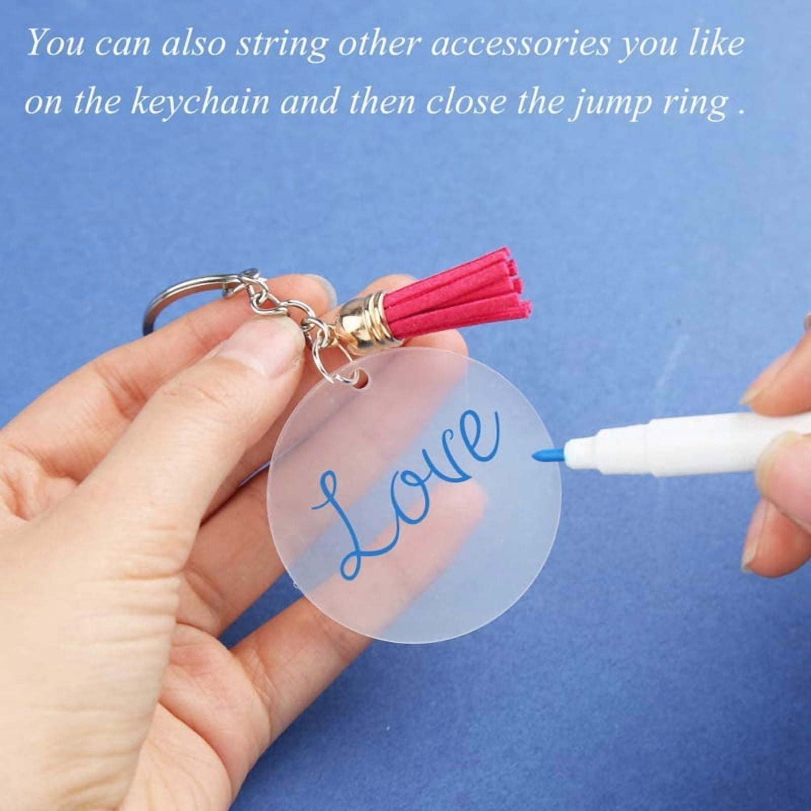 324x Acrylic Keychain Blanks Set Circle Ornaments Blanks Clear Round Acylic Disc Ornament with for Key Chain Rings for D
