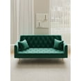 thumbnail image 2 of 71" Convertible Love Seat Sofa Bed - American Retro Velvet 3-Position Adjustable Back, Fold-Down Sleeper for Small Spaces, Living Room, Bedroom & Office (Green), 2 of 14