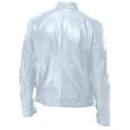 thumbnail image 4 of Ecqkame Leather Jacket Men Winter Motorcycle Long Sleeve Jackets Zip Up Stand Collar Club Coat Rain Jacket Men with Pocket B-White M on Clearance, 4 of 4