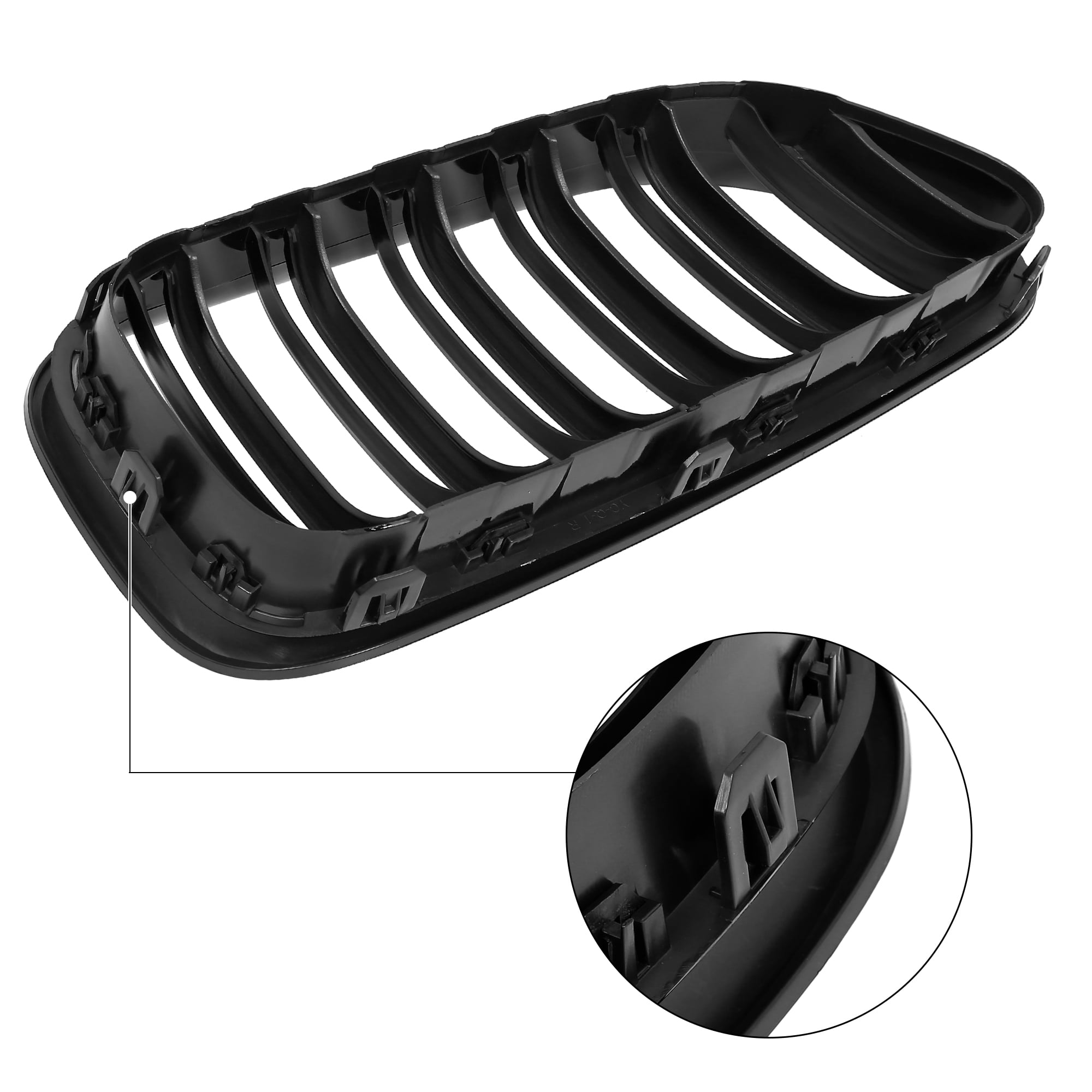 Unique Bargains Pair Glossy Black Front Car Grille Double Line 4 Door for BMW F06
