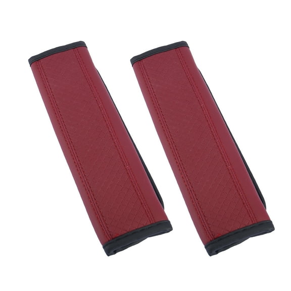 Unique Bargains 2 Pcs Wine Red Microfiber Leather Car Safety Seat Belt Strap Cover Shoulder Pad Mat Cushion for Driving