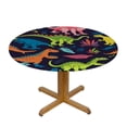 thumbnail image 3 of JEUXUS Dinosaur Round Tablecloth Waterproof Polyester Table Cover Elastic Edge Washable Table Clothes for Outdoor Indoor Patio Use, Fits Tables up to Diameter, 3 of 7