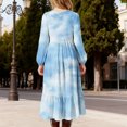 thumbnail image 6 of UQJfacai Girls Ruffle Maxi Dress Tie Dye Long Sleeve Crewneck Casual Flowy Tiered Dress with Pockets Party Holiday Outfits 4-15 Years, 6 of 6