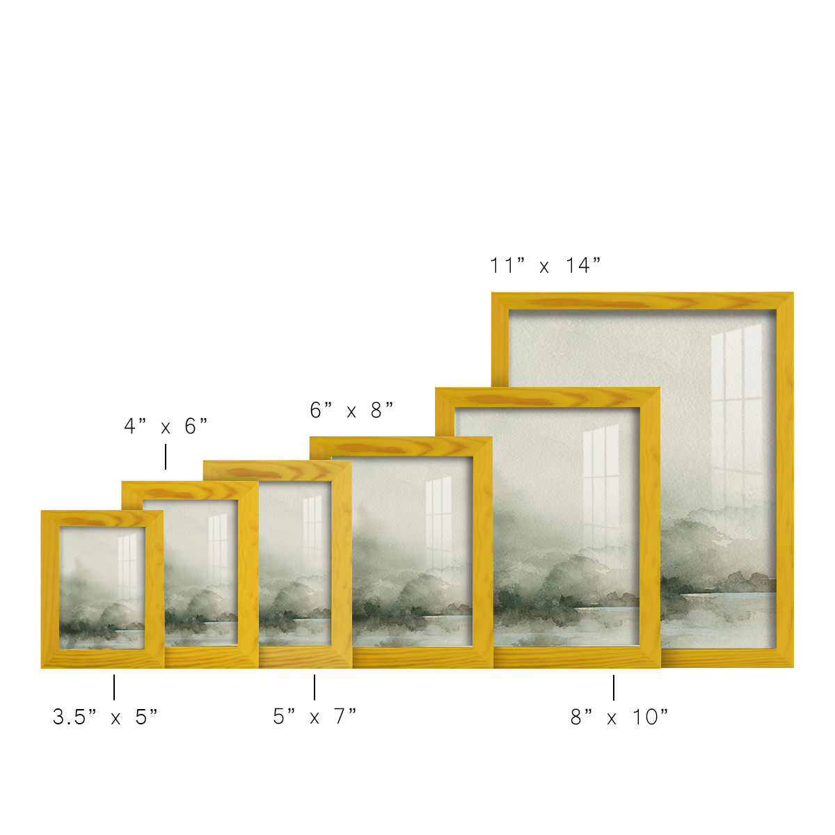 Heavy Fog I - Framed Print w/glass - Sunflower Yellow