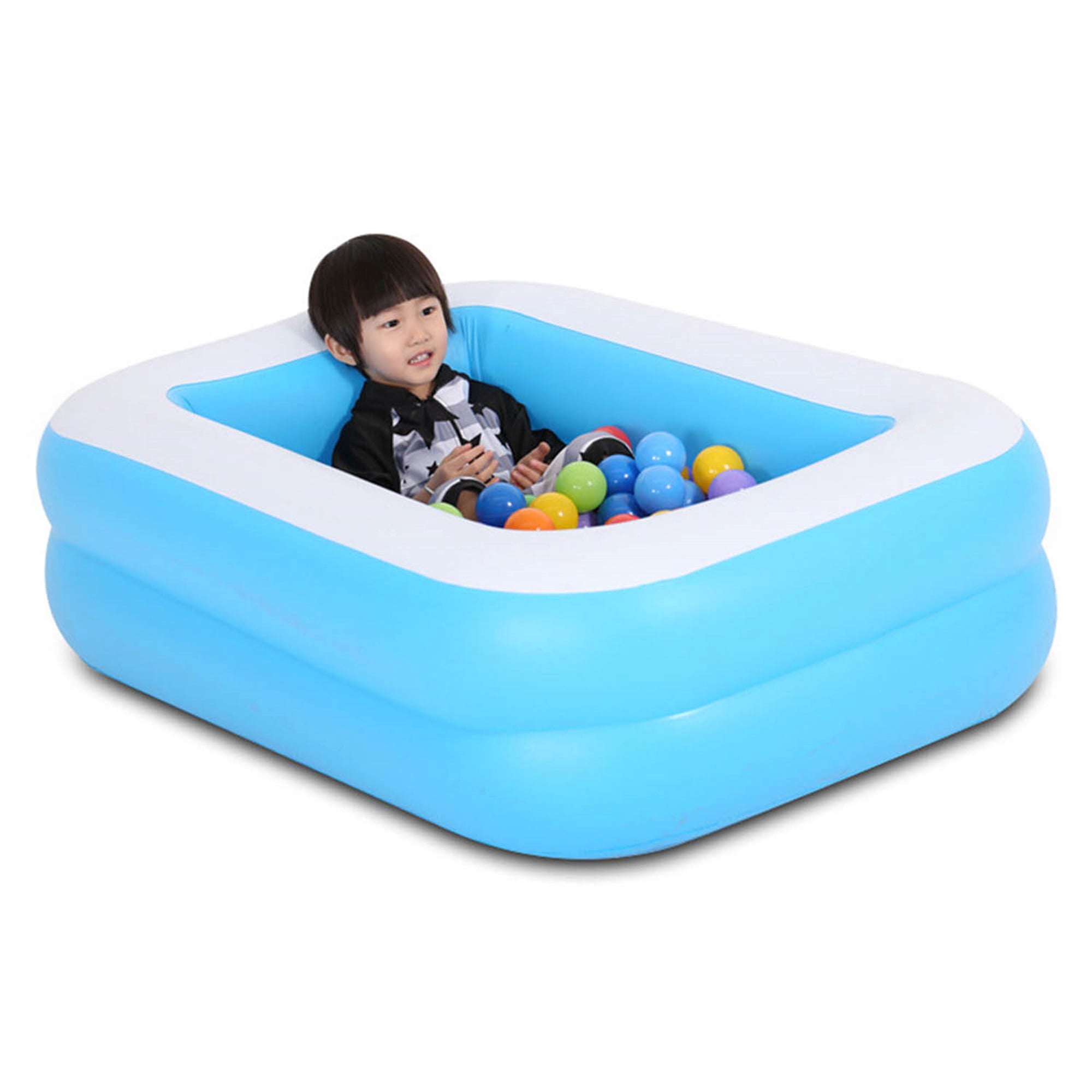 Aunavey Family Swimming Pool Home Backyard Outdoor Bathing Tub Inflatable Paddling Pools Summer Best Gift for Kids (Blue-White Bottom, 50.4*33.5*17.7 inch)