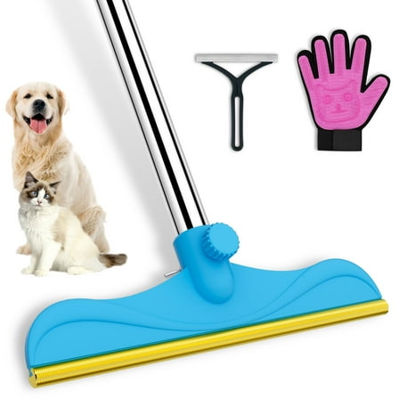 3 in 1 Carpet Rake Kit for Pet Hair Removal Tool - 45” Adjustable Long Handle Pet Hair Remover, Reusable Carpet Scraper Dog Cat Deep Hair Cleaner Remover Tool for Rugs, Mats, Couch, Furniture