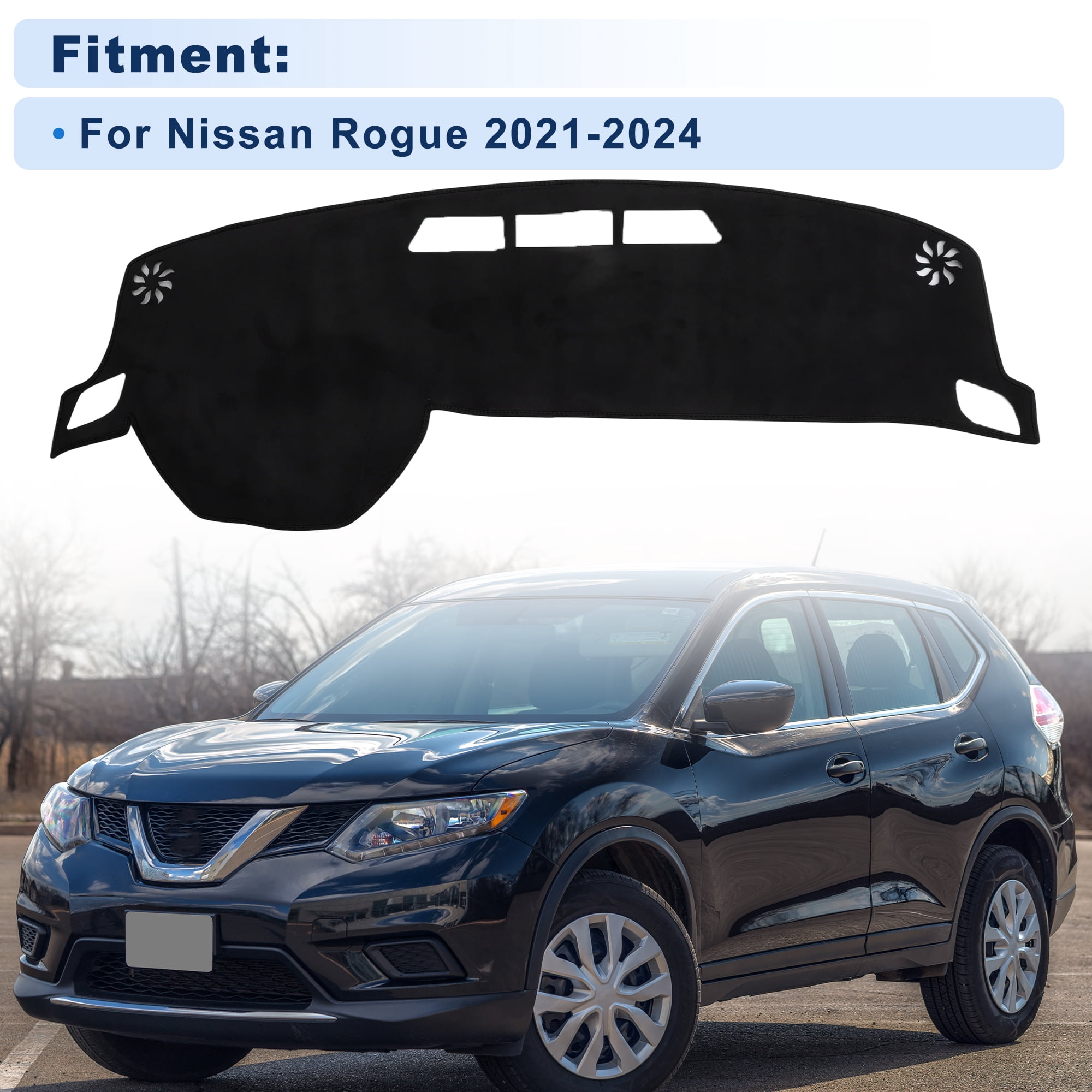 Unique Bargains Dash Cover for Nissan Rogue 2021-2024 Without HUD Dashboard Cover Car Interior Anti-Slip/Anti Dust Suede Black 1 set