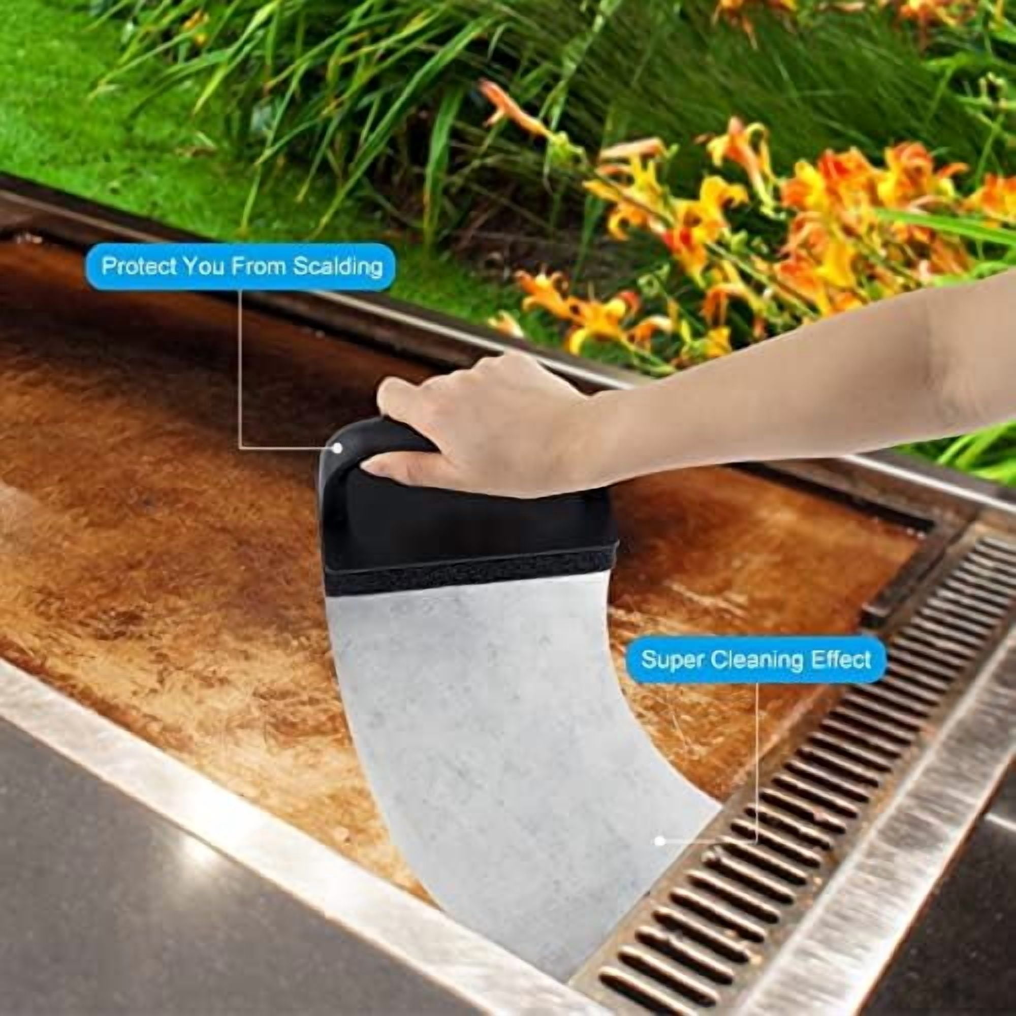 Blackstone Griddle Cleaning kit 16 Pcs, Heavy Duty Grill Cleaning Stone Bricks with Handle,Griddle Scrubber Scouring Pads with Handle and 6" Grill Scraper,Griddle Cleaner Brush Set for Flat Top
