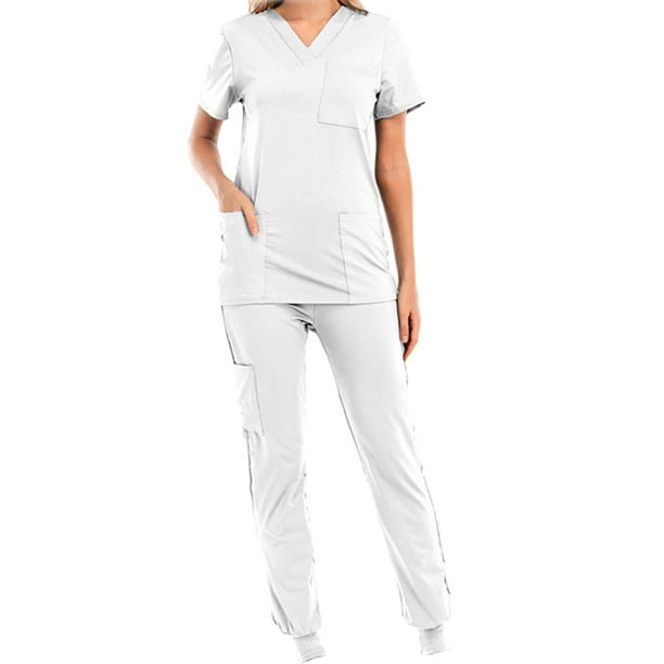 Uniforme de Enfermera Yuyangstore para Mujer Blanco Pantalón