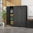 thumbnail image 4 of Polup 75" Height Metal Black Storage Cabinet, Modern Tall Steel Pantry Cupboard with 2 Doors and Adjustable Shelves for Kitchen Garage and Home, 4 of 9