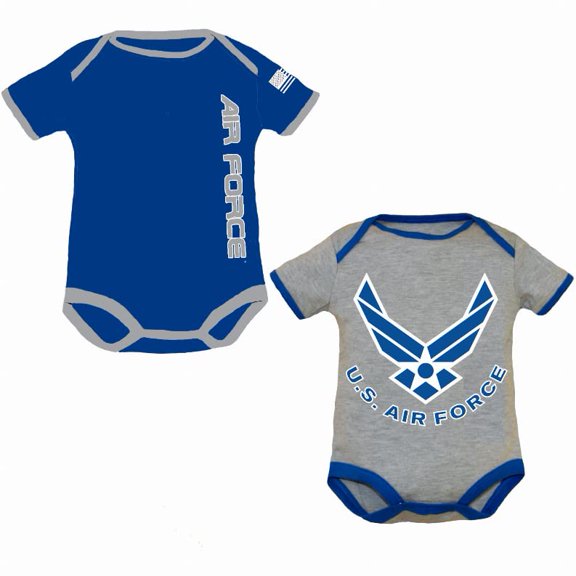 2 PK AIR FORCE INFANT BODYSUIT BLU/GRY 0/3