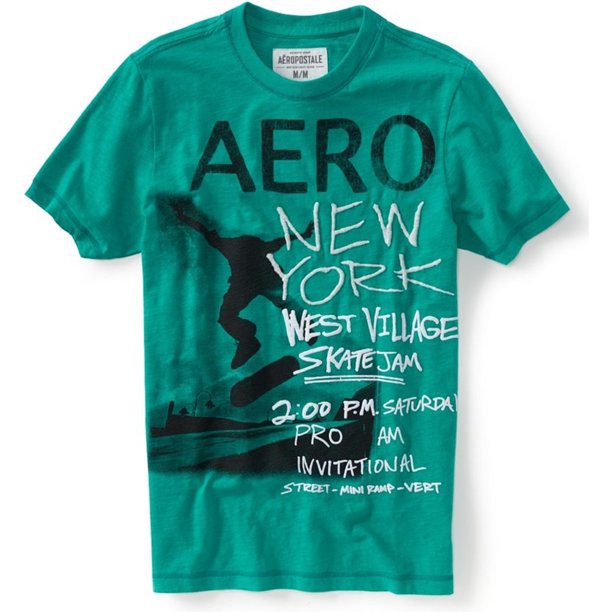 Aeropostale - Camiseta gráfica para hombre con adornos Aero New York, verde, extragrande Aeropostale Camiseta gráfica