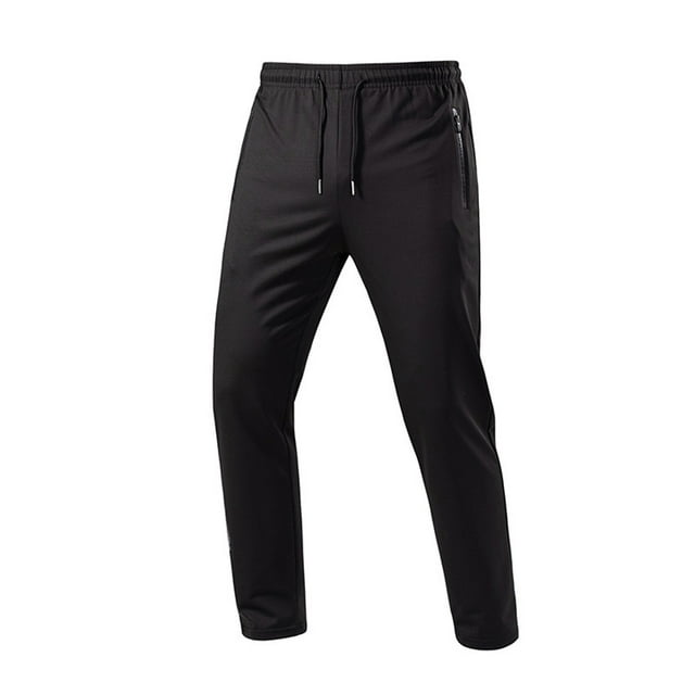 Mens Lightweight Pants Man Fashion Casual Solid Color Comfy Summer Drawstring with Pockets Pants Black S