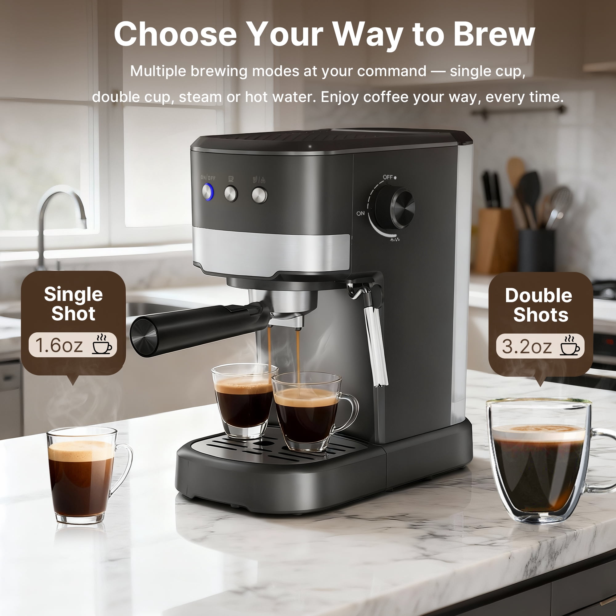 Expresso Machine 15 Bar with Auto Milk Frother, Professional Espresso Maker with Steam Wand