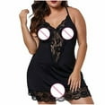 thumbnail image 4 of Plus Size Lingerie for Women L-5XL Lace Satin Nightdress Womens Lingerie V Neck Nightwear Satin Sleepwear Lace Chemise Mini Teddy Satin Nightgown Nightdresses Slip Lingerie, 4 of 6