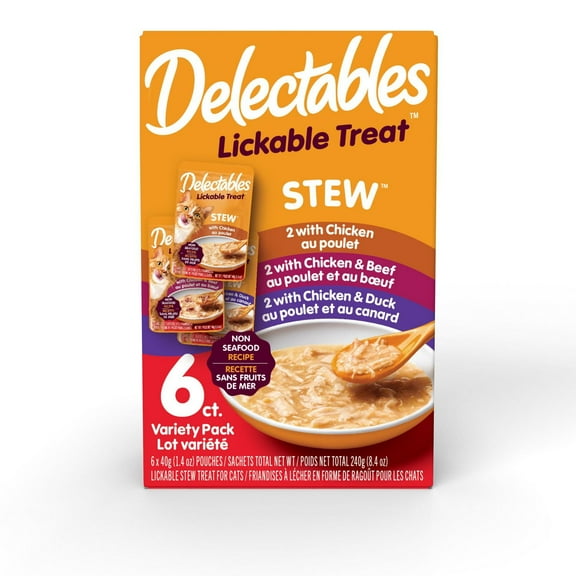 Delectables, ragoût de fruits de mer, friandises humides pour chats, assortiment de 6 unités