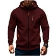 thumbnail image 2 of Zip Up Hoodies for Men with Zipper Pockets Fleece Lined Sweatshirts Mens Casual Solid Color Long Sleeve Thermal Warm Athletic Workout Jackets & Coats, 2 of 4