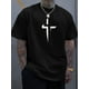 thumbnail image 1 of Imprescindible de verano: Camiseta informal con estampado de letras para hombre - Poliéster transpirable, cuello redondo, manga corta, 1 of 7