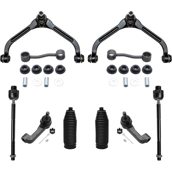 Detroit Axle - 10pc Front End Suspension Kit for 2002 2003 2004 2005 Jeep Liberty, 2 Upper Control Arms with Ball Joints Assembly 4 Inner Outer Tie Rods 2 Sway Bars 2 Boots Replacement