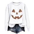 thumbnail image 5 of XFeng Women Crew Neck Long Sleeve Sweatshirt, Rhinestone Jack-O-Lantern Pumpkin Face Graphic Casual Holiday Pullover Top, 5 of 5