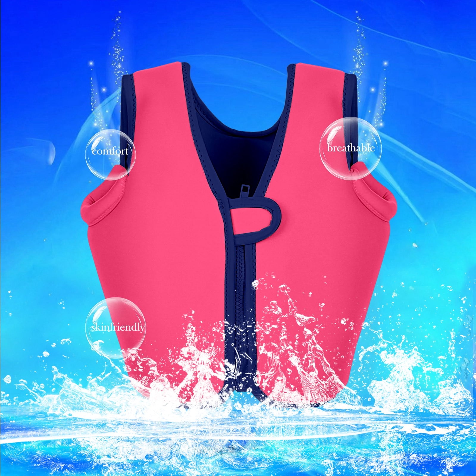 Toddler Life Jacket Adjustable Safety Strap Epe Foam Swimming Vest for Boys Girls Coast Guard Approved Life Vest Floaties Swimwear Buoyancy Jacket for Pool & Beach