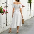 thumbnail image 5 of Busydd Off Shoulder Renaissance Dress for Women Trendy Tie Front Ruffle Midi Dress Solid Color Short Sleeve Party Medieval Halloween Costumes M, 5 of 8