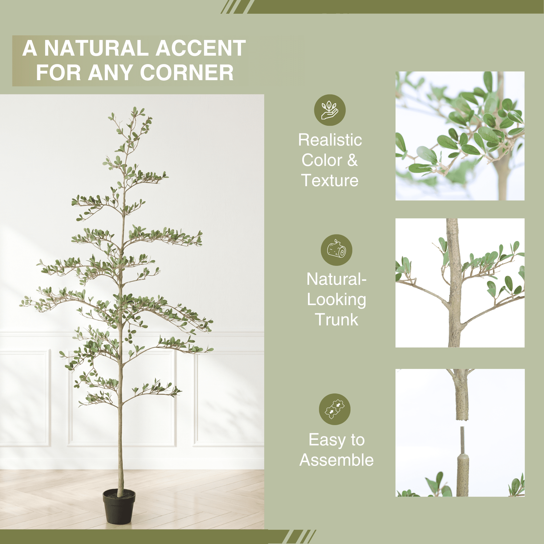 6FT Artificial Olive Tree with Black Plastic Pot,Realistic Tall Fake Plant for Indoor Home Living Room Decor