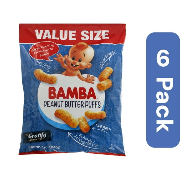 Gratify Bamba Puffs Peanut Butter 12 oz (Pack Of 6)