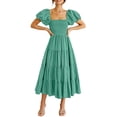 thumbnail image 1 of Vestido Mujer PRETTYGARDEN Midi con Mangas Abullonadas y Escote Cuadrado M, 1 of 8
