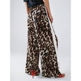 thumbnail image 5 of Women's Cheetah Print Wide Leg Baggy Pants Y2k Side Loose Streetwear Trousers Brown & White L, 5 of 8