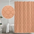 thumbnail image 4 of Polyester Fabric Orange Plaid Shower Curtain, Modern Farmhouse Simple Abstract Stripes Waterproof Bathtub Curtain Bathroom Decor Set with Hooks 60 x 72 Inches, 4 of 6