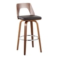 thumbnail image 2 of Trilogy Mid-Century Modern Barstool In Walnut And Brown Faux Leather - Set Of 2, 2 of 7