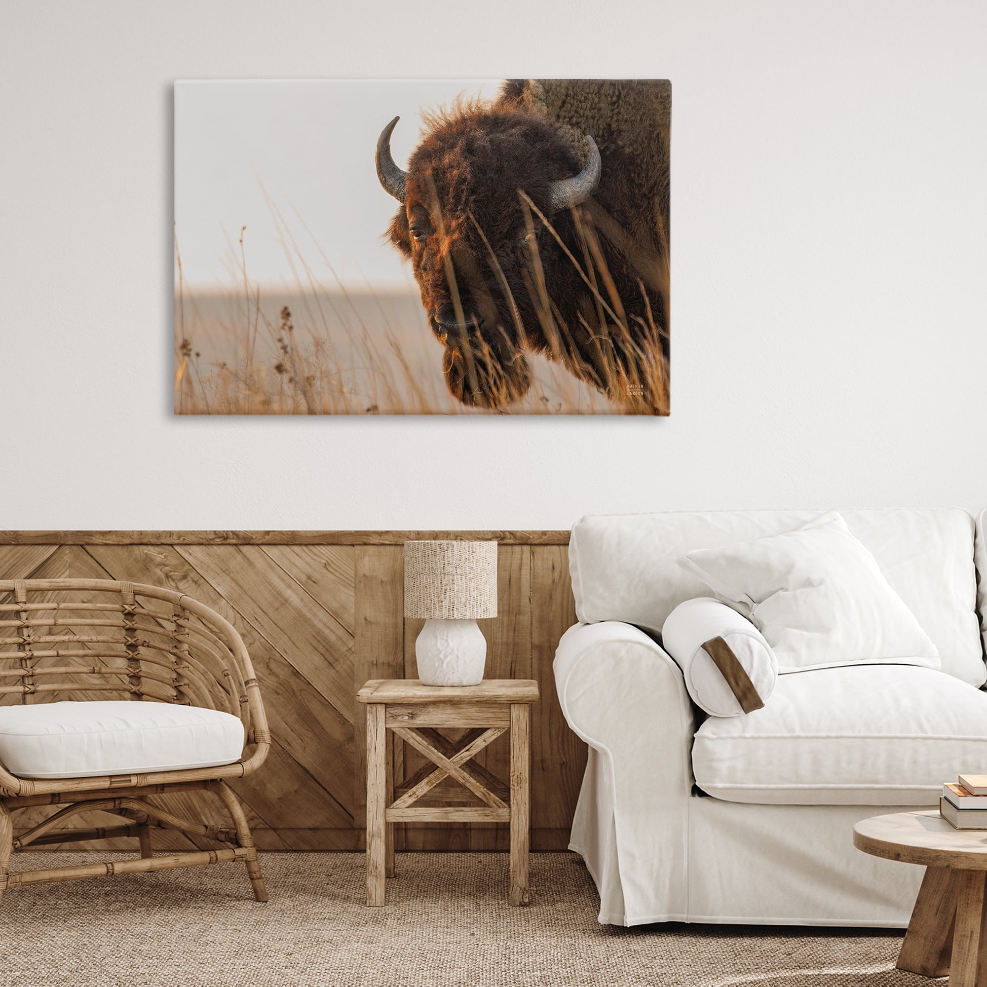 Stupell Industries Bison Sunset on Golden Prairie Canvas Wall Art, design by Nathan Larson