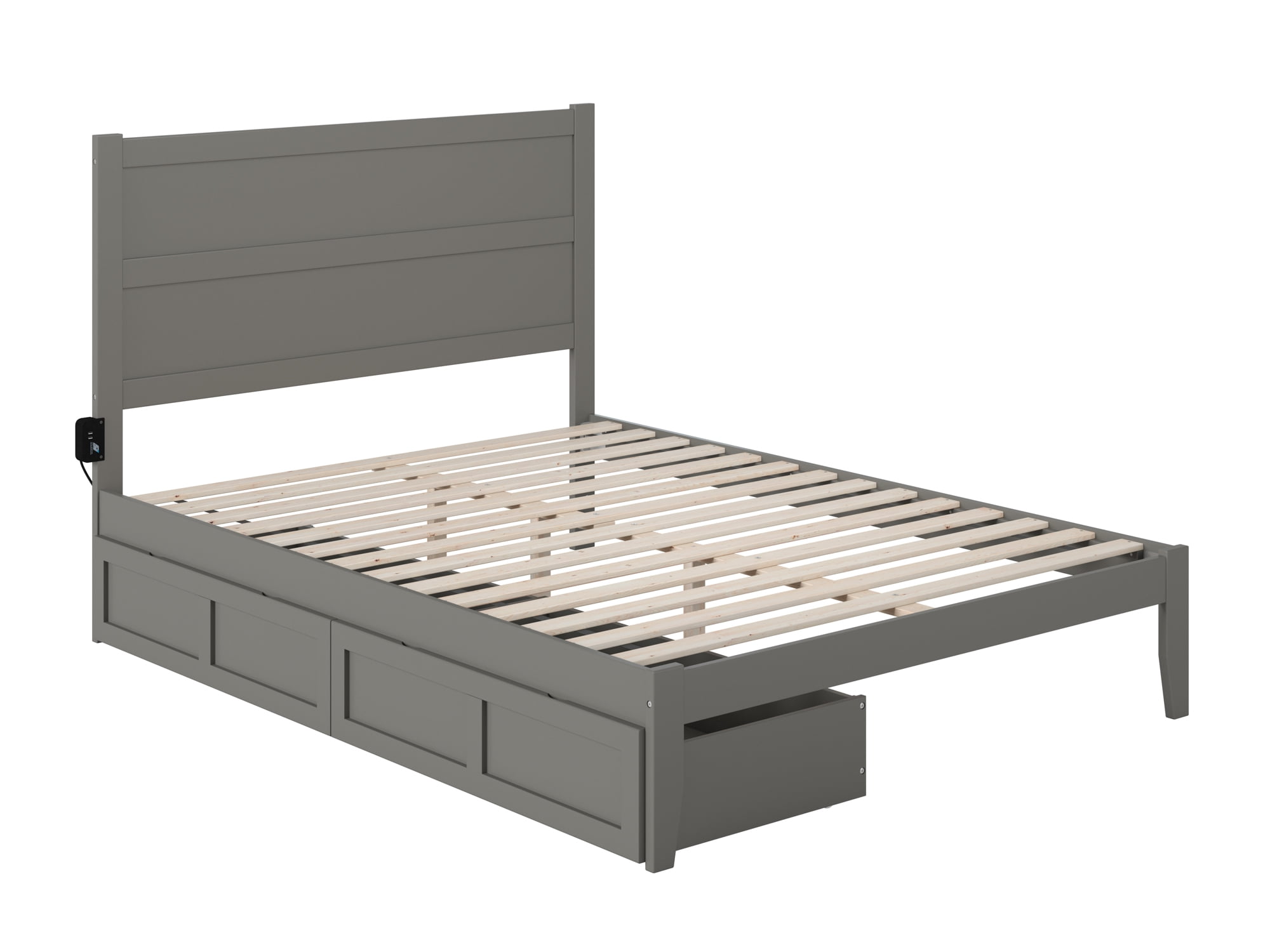 AFI NoHo 14" Queen Wood Platform Bed Frame with Set of 2 Storage Drawers, Grey